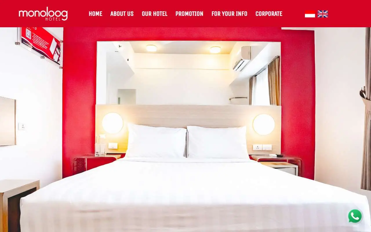 Tampilan website resmi Monoloog Hotel (monolooghotels.com)