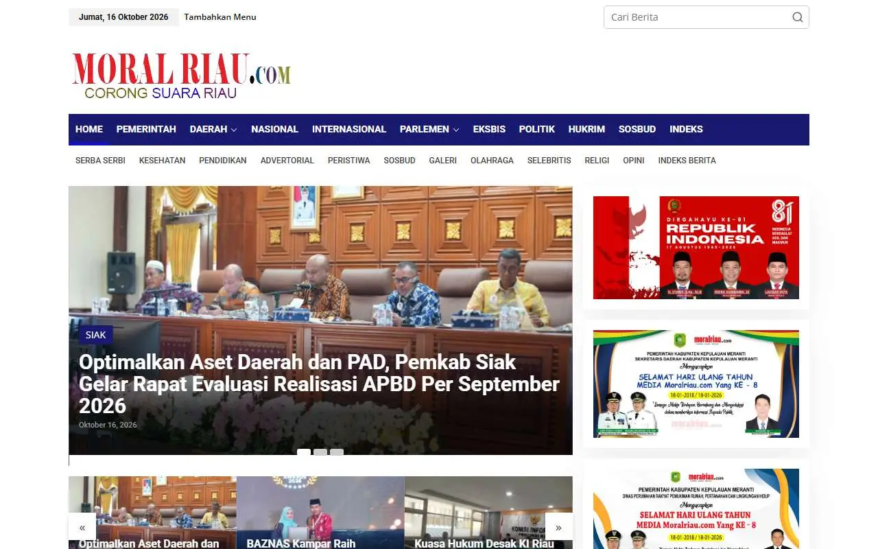 Tampilan website resmi Moral Riau (moralriau.com)
