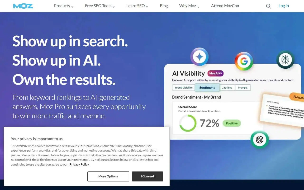Tampilan website resmi Moz (moz.com)