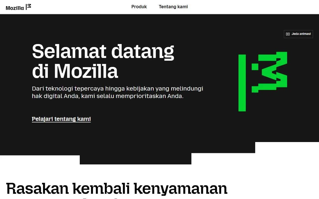 Tampilan website resmi Mozilla (mozilla.org)