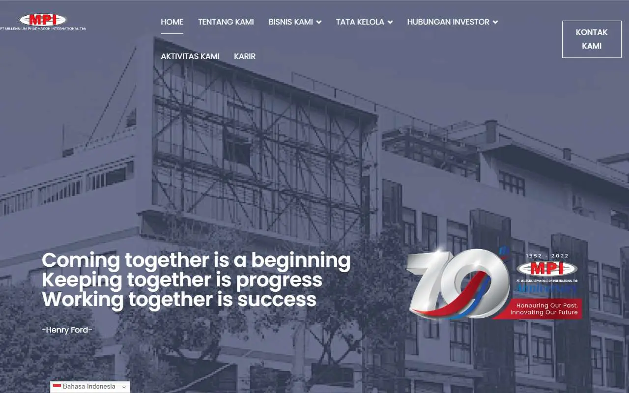 Tampilan website resmi Millennium Pharmacon International (mpi-indonesia.co.id)