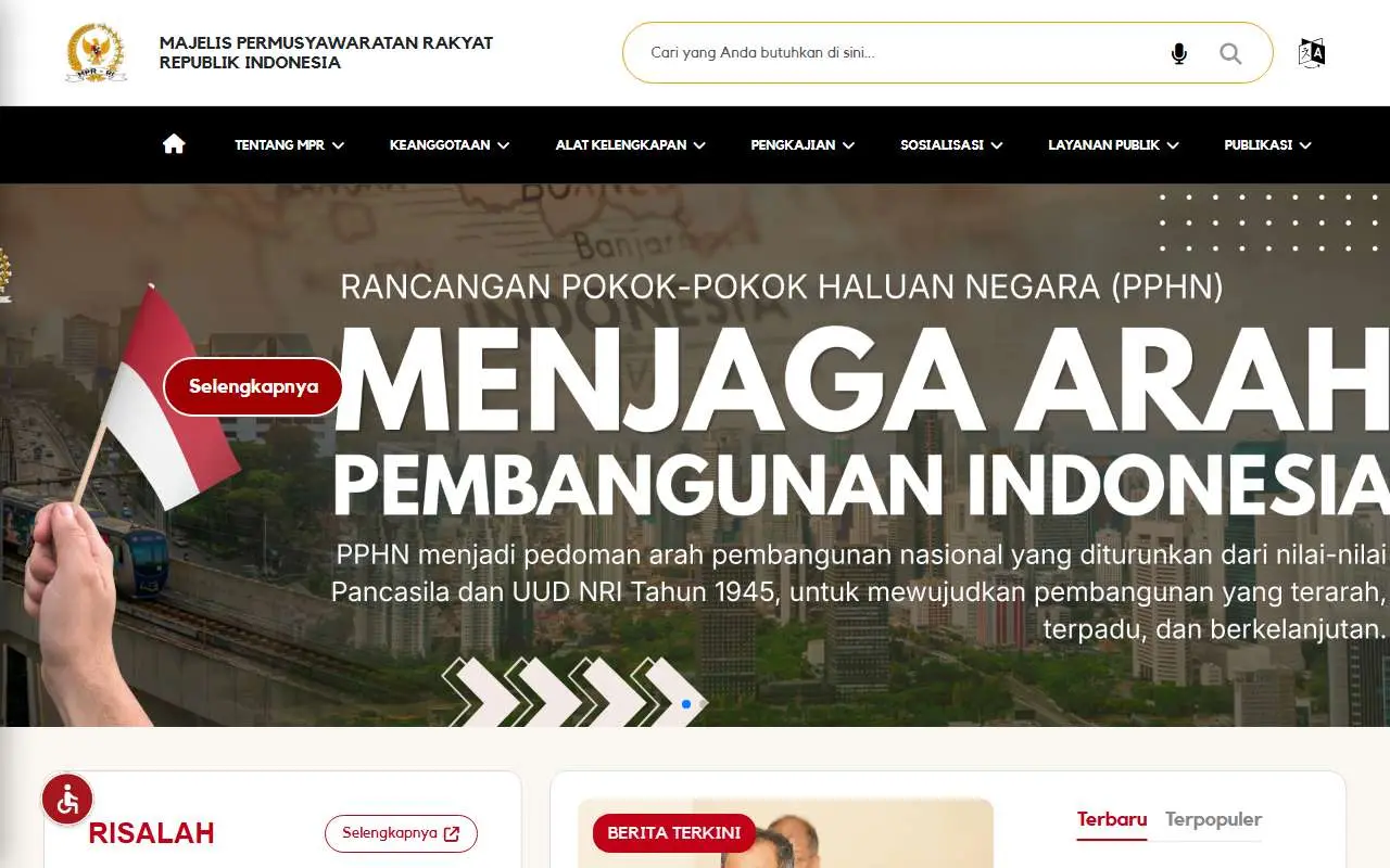 Tampilan website resmi MPR RI (mpr.go.id)