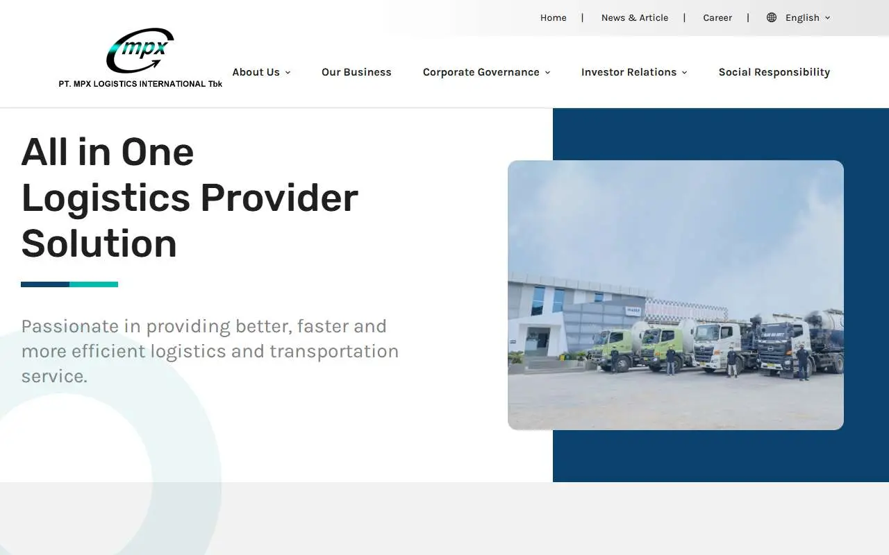 Tampilan website resmi MPX Logistics International (mpxlogistic.com)