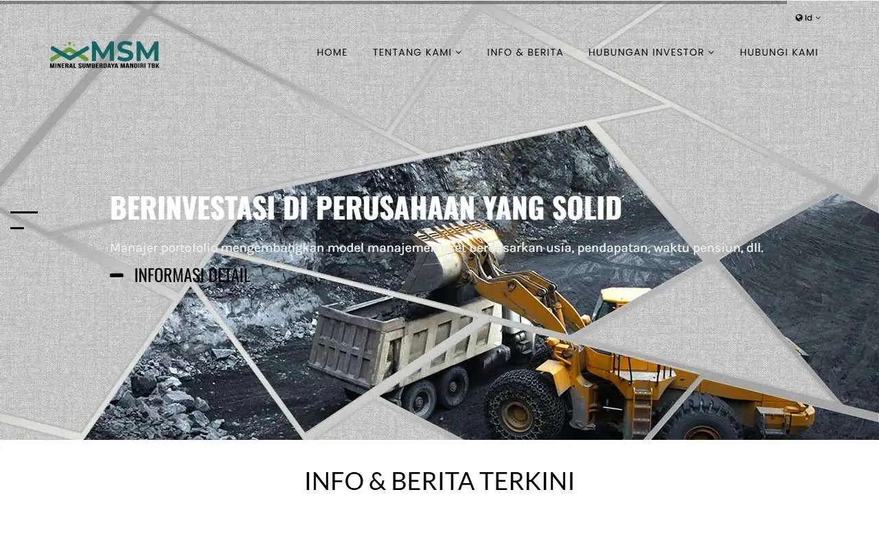 Tampilan website resmi Mineral Sumberdaya Mandiri (msdm.co.id)
