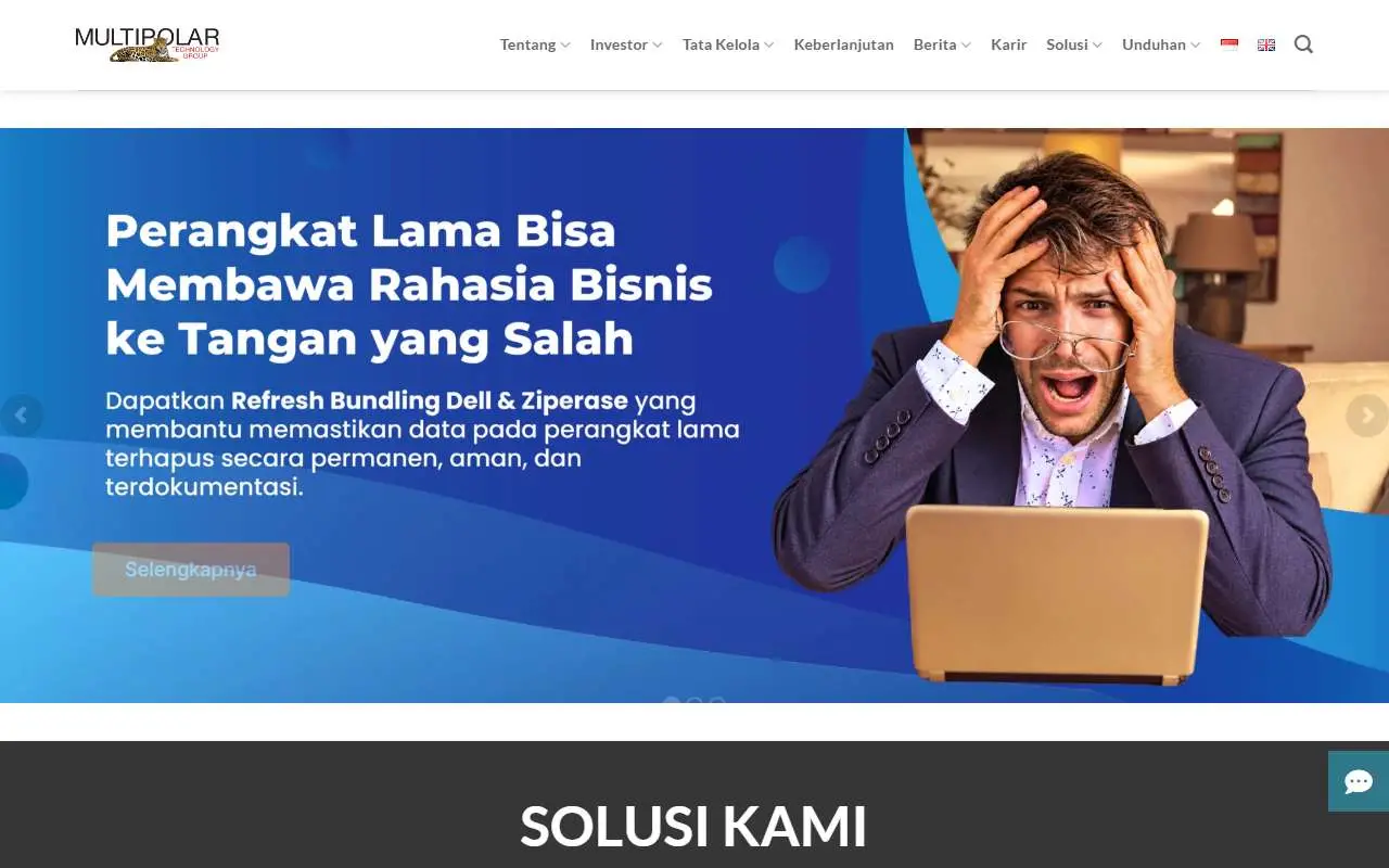 Tampilan website resmi Multipolar Technology (multipolar.com)