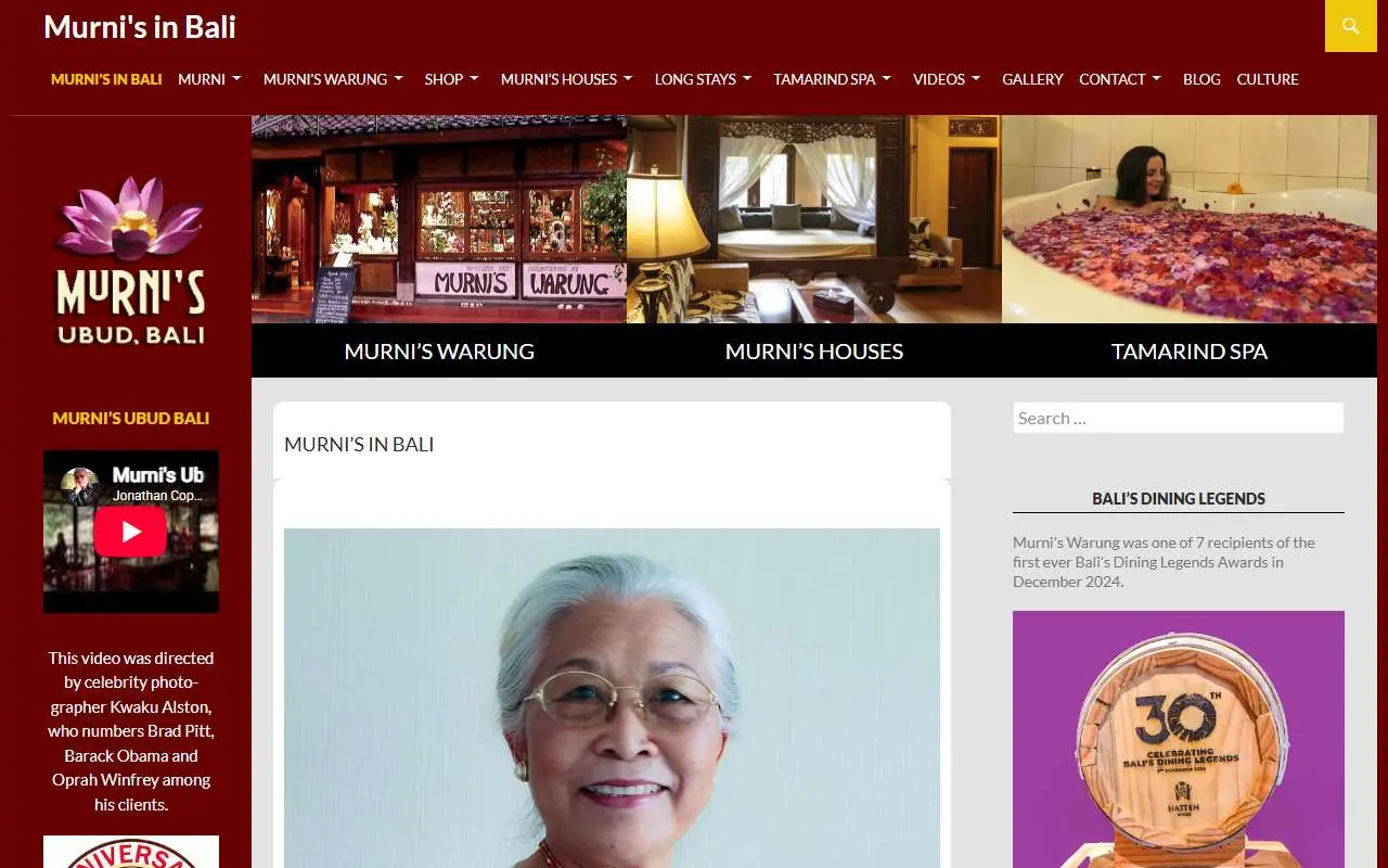 Tampilan website resmi Murni's Houses and Spa (murnis.com)