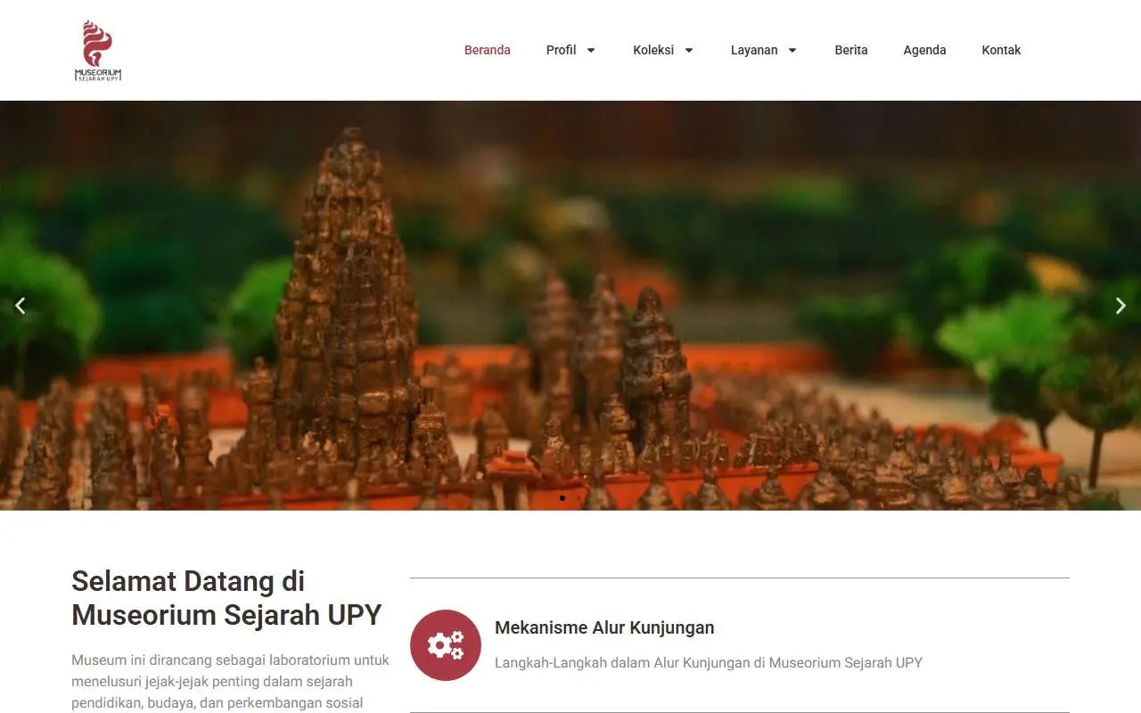Tampilan website resmi Museorium Sejarah UPY (museorium.upy.ac.id)