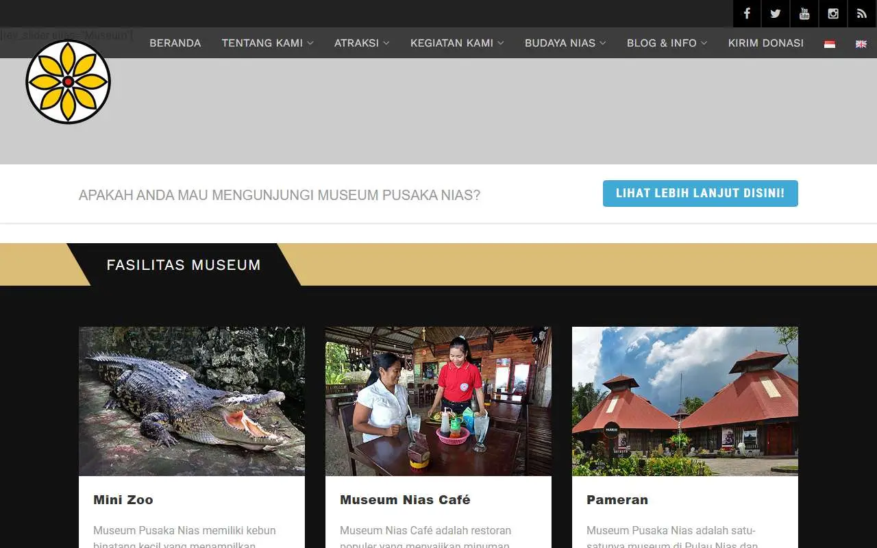 Tampilan website resmi Museum Pusaka Nias (museum-nias.org)