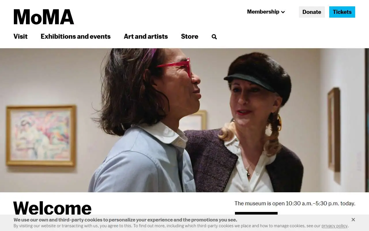 Tampilan website resmi Museum of Modern Art (moma.org)