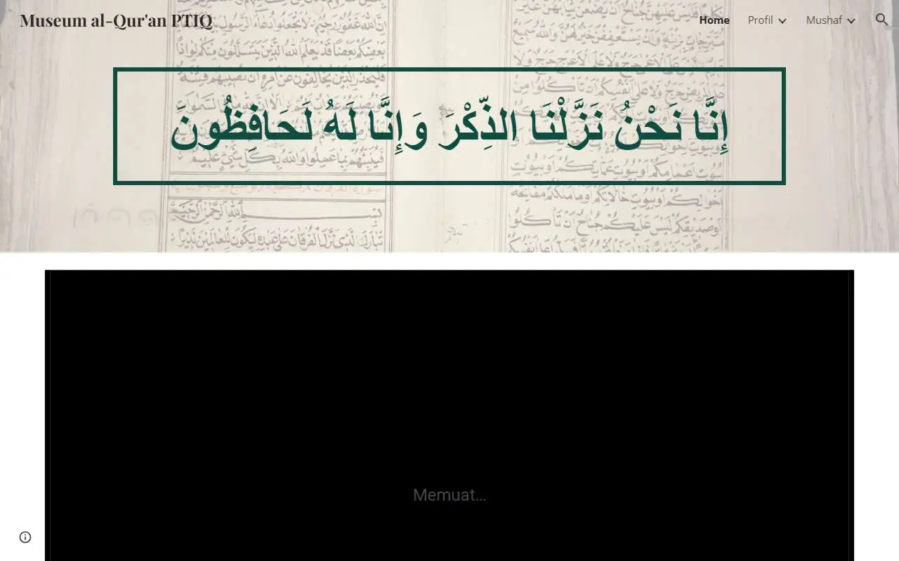 Tampilan website resmi Museum Al-Qur’an PTIQ (museumalquran.ptiq.ac.id)