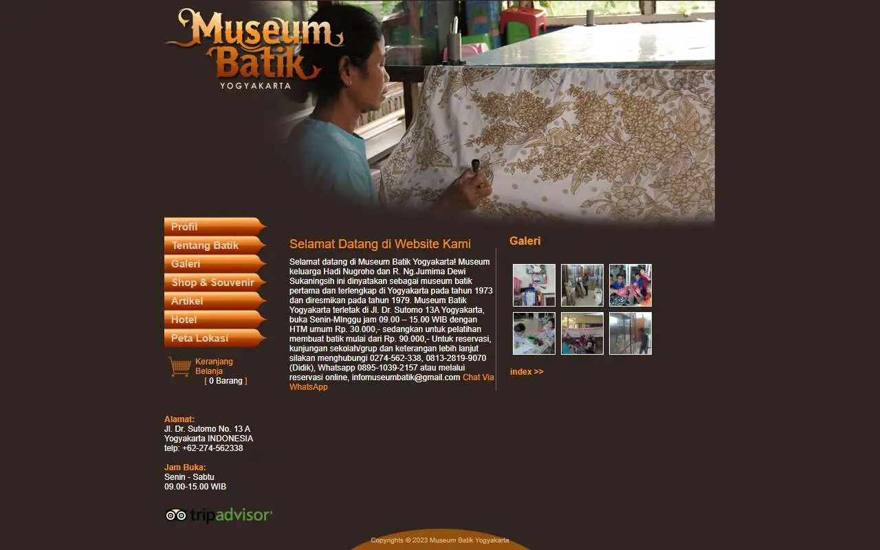 Tampilan website resmi Museum Batik Yogyakarta (museumbatik.com)