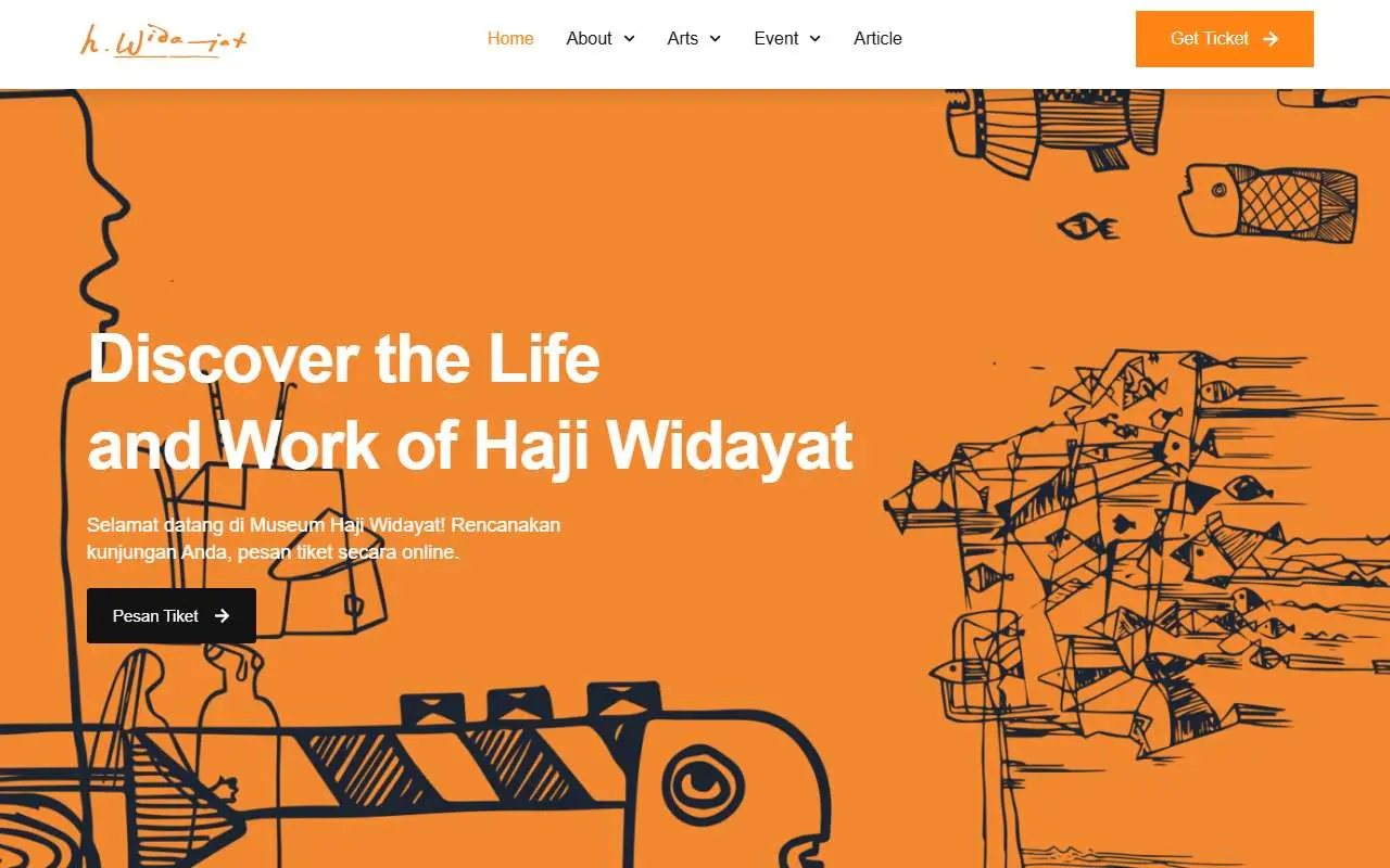 Tampilan website resmi Museum H. Widayat (museumhajiwidayat.com)