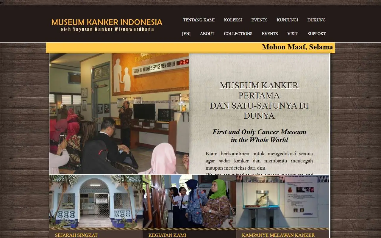 Tampilan website resmi Museum Kanker Indonesia (museumkankerindonesia.com)