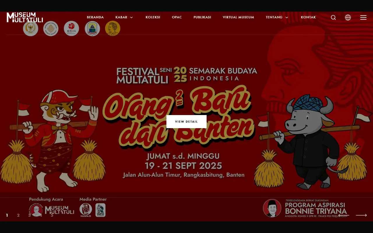 Tampilan website resmi Museum Multatuli (museummultatuli.id)