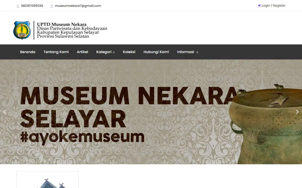 Tampilan website resmi Museum Nekara (museumnekaraselayar.com)