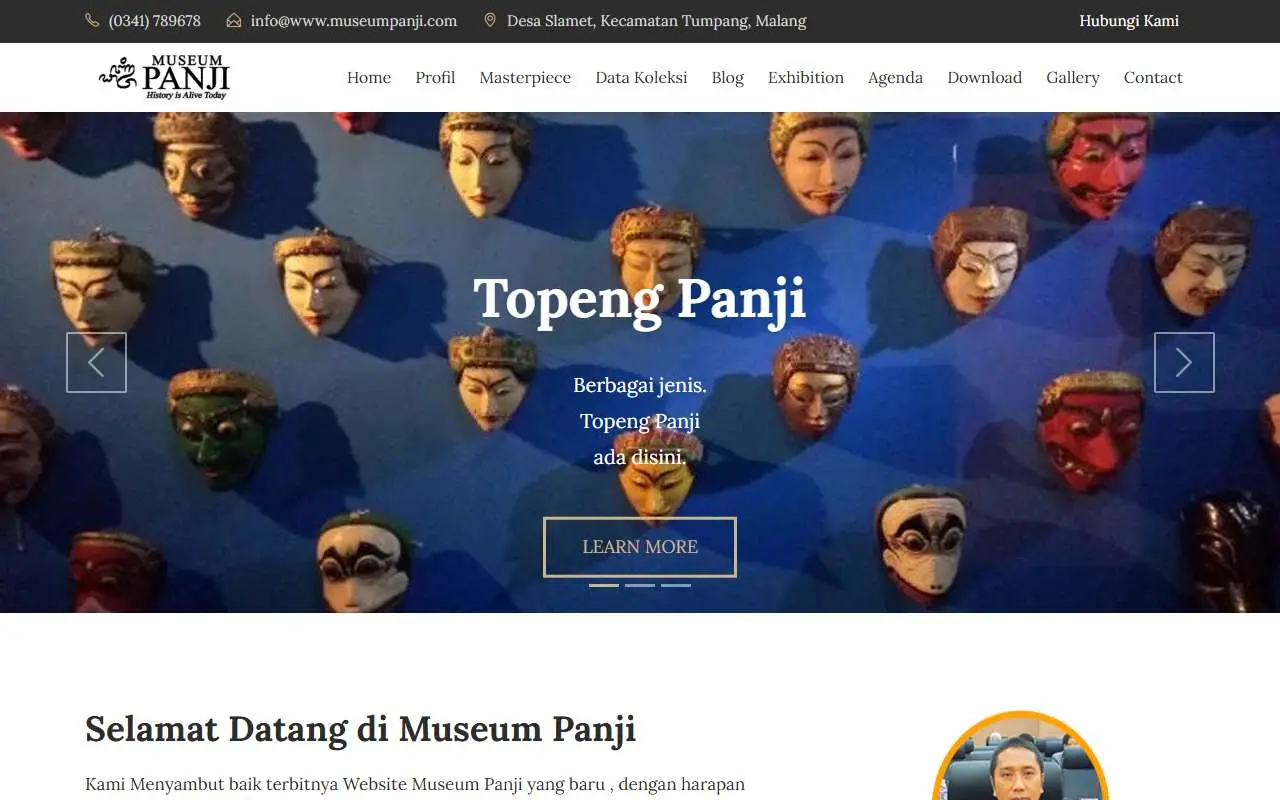 Tampilan website resmi Museum Panji (museumpanji.com)