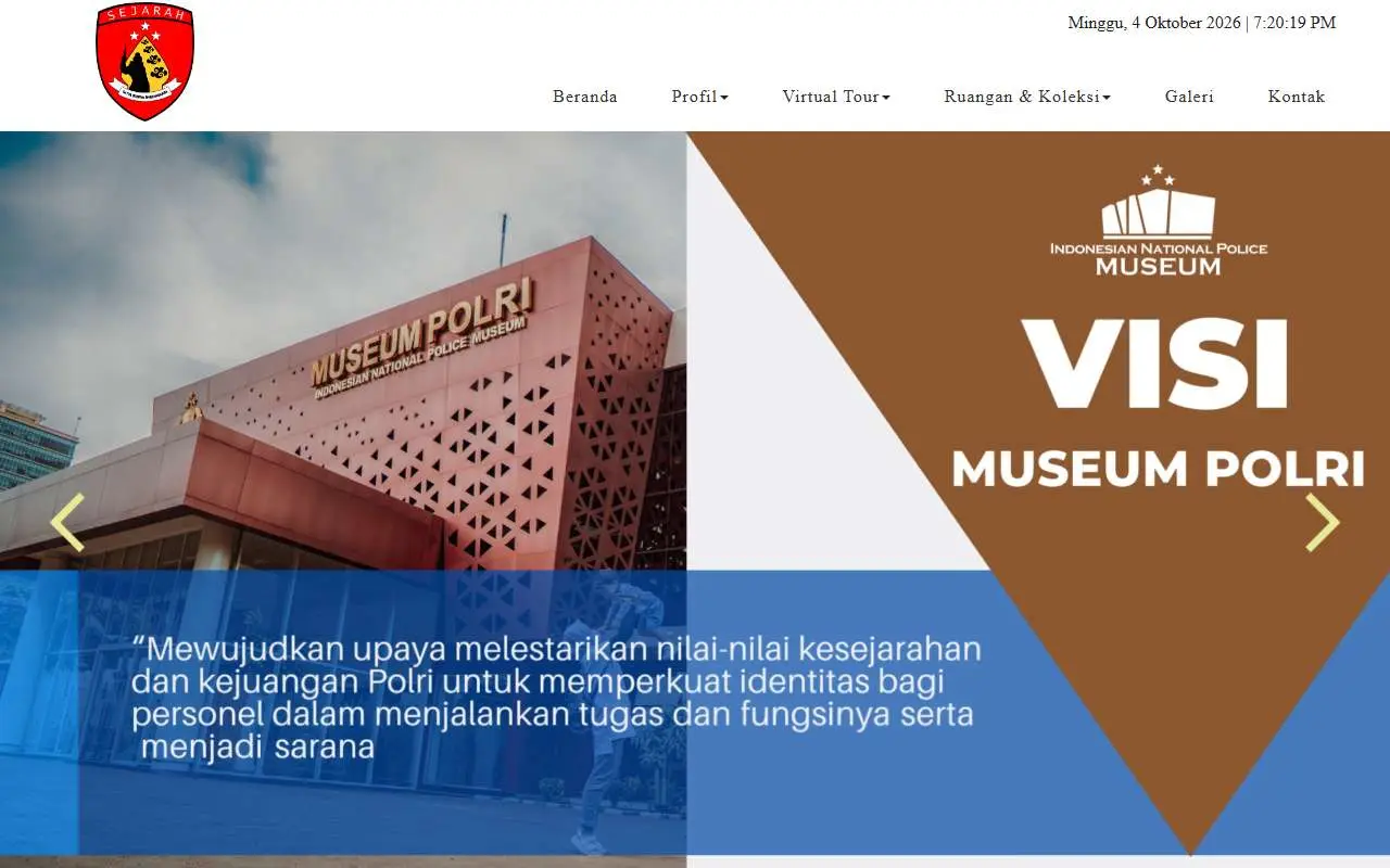Tampilan website resmi Museum Polri (museumpolri.org)