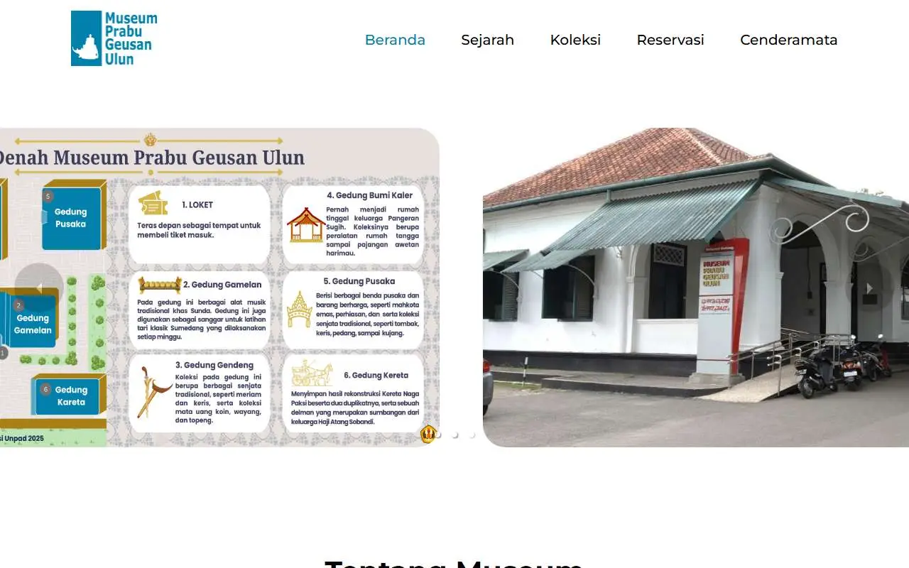 Tampilan website resmi Museum Prabu Geusan Ulun (museumprabugeusanulun.org)