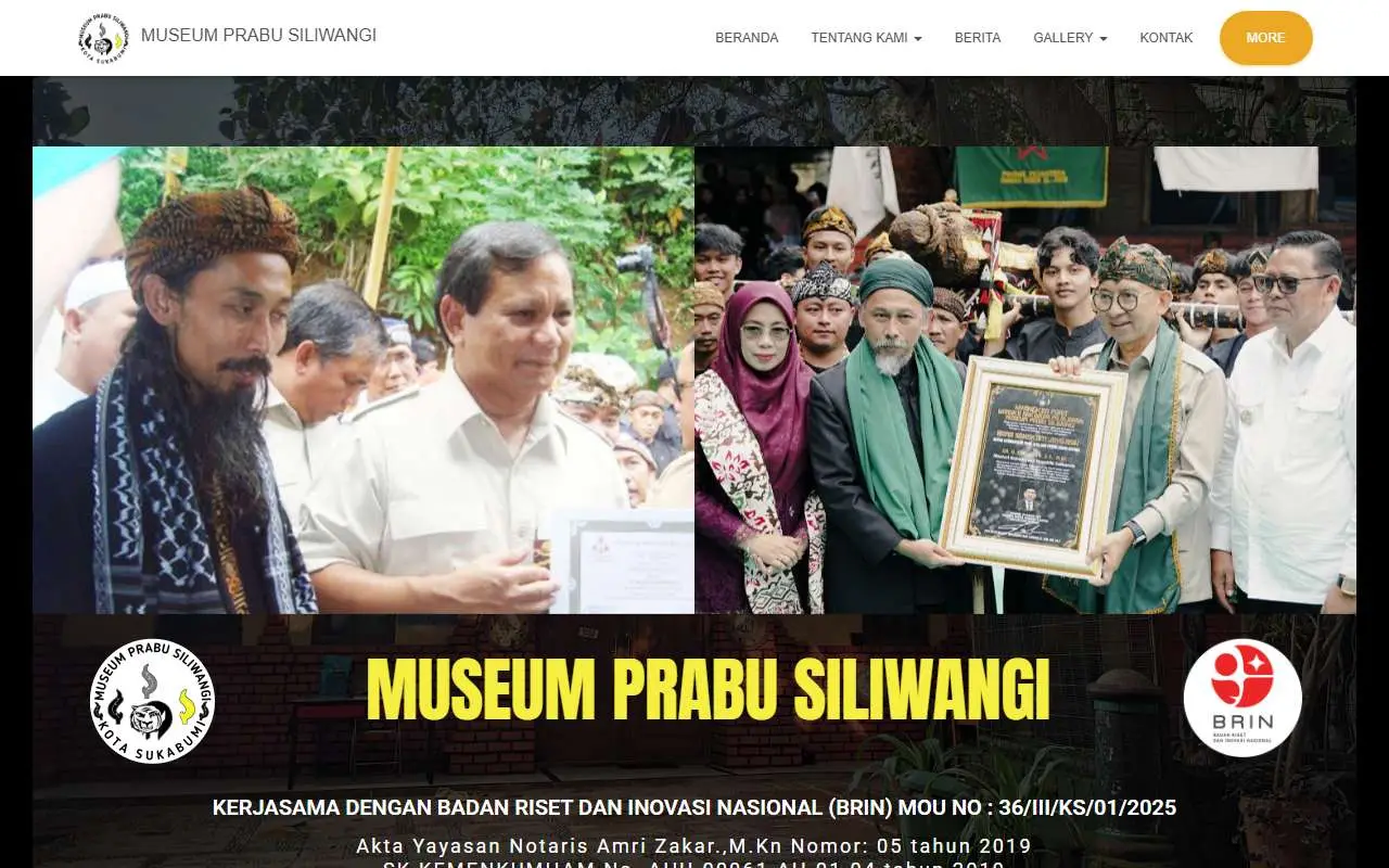 Tampilan website resmi Museum Sejarah Sunda Prabu Siliwangi (museumprabusiliwangi.org)