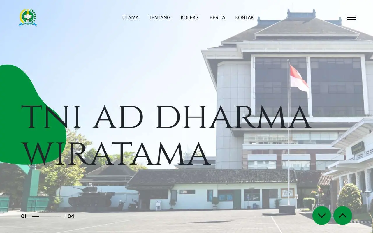 Tampilan website resmi Museum Pusat TNI AD Dharma Wiratama (museumtniad.com)
