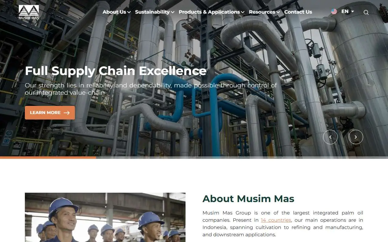 Tampilan website resmi Musim Mas (musimmas.com)