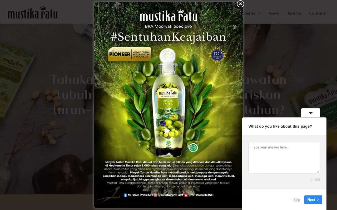 Tampilan website resmi Mustika Ratu (mustika-ratu.co.id)
