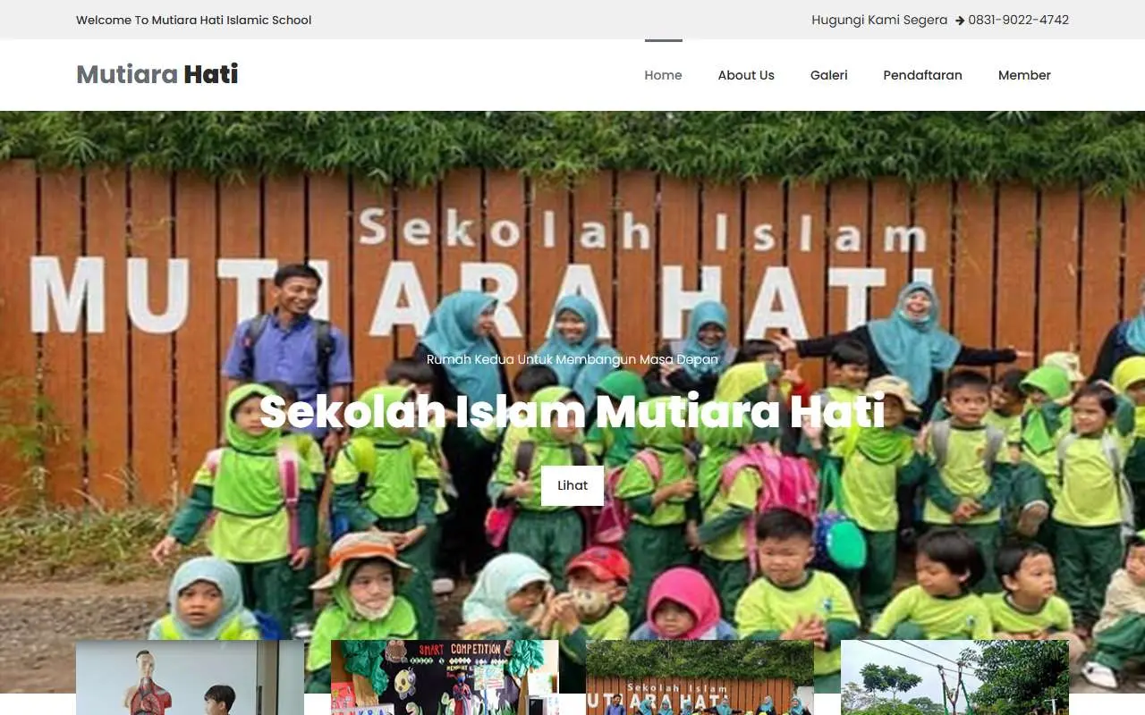 Tampilan website resmi SD Islam Mutiara Hati (mutiarahatibandung.sch.id)