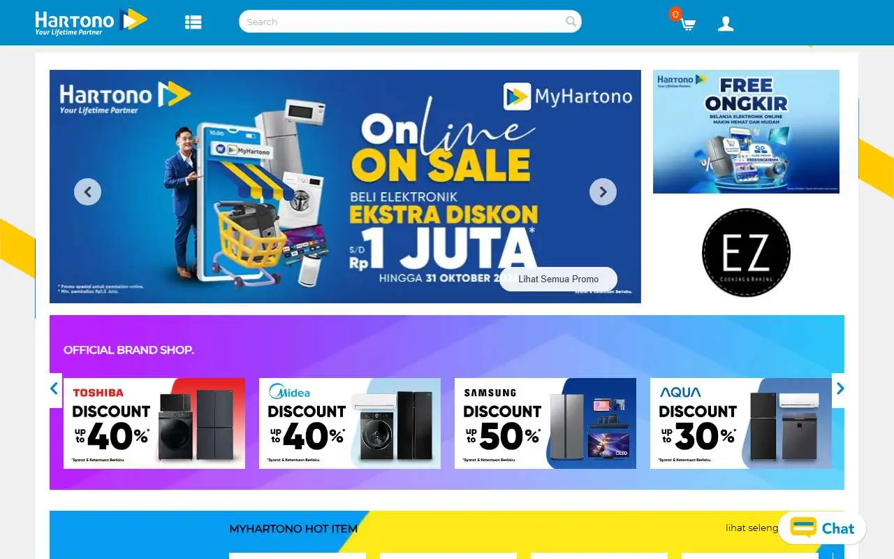 Tampilan website resmi Hartono Elektronik (myhartono.com)