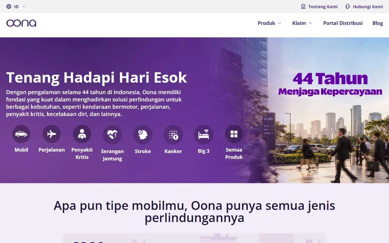 Tampilan website resmi Oona Insurance (myoona.id)