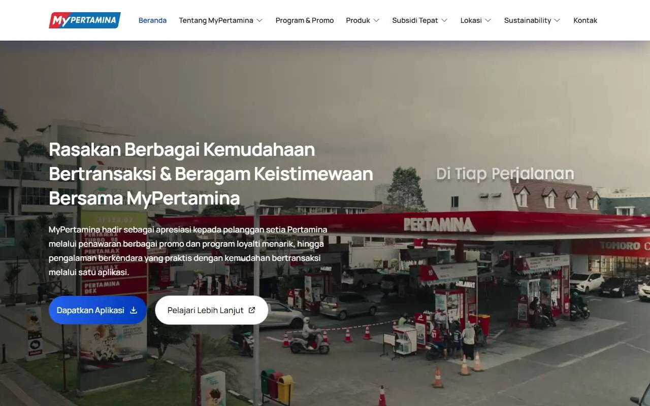 Tampilan website resmi MyPertamina (mypertamina.id)