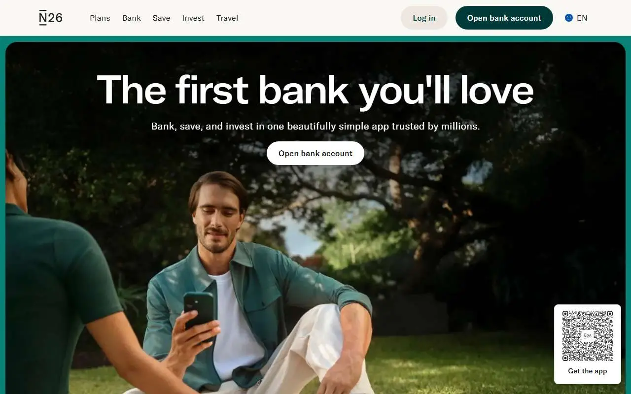 Tampilan website resmi N26 (n26.com)