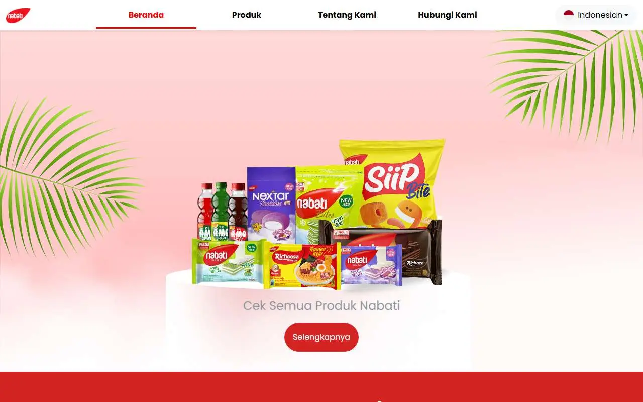 Tampilan website resmi Kaldu Sari Nabati (nabatisnack.co.id)