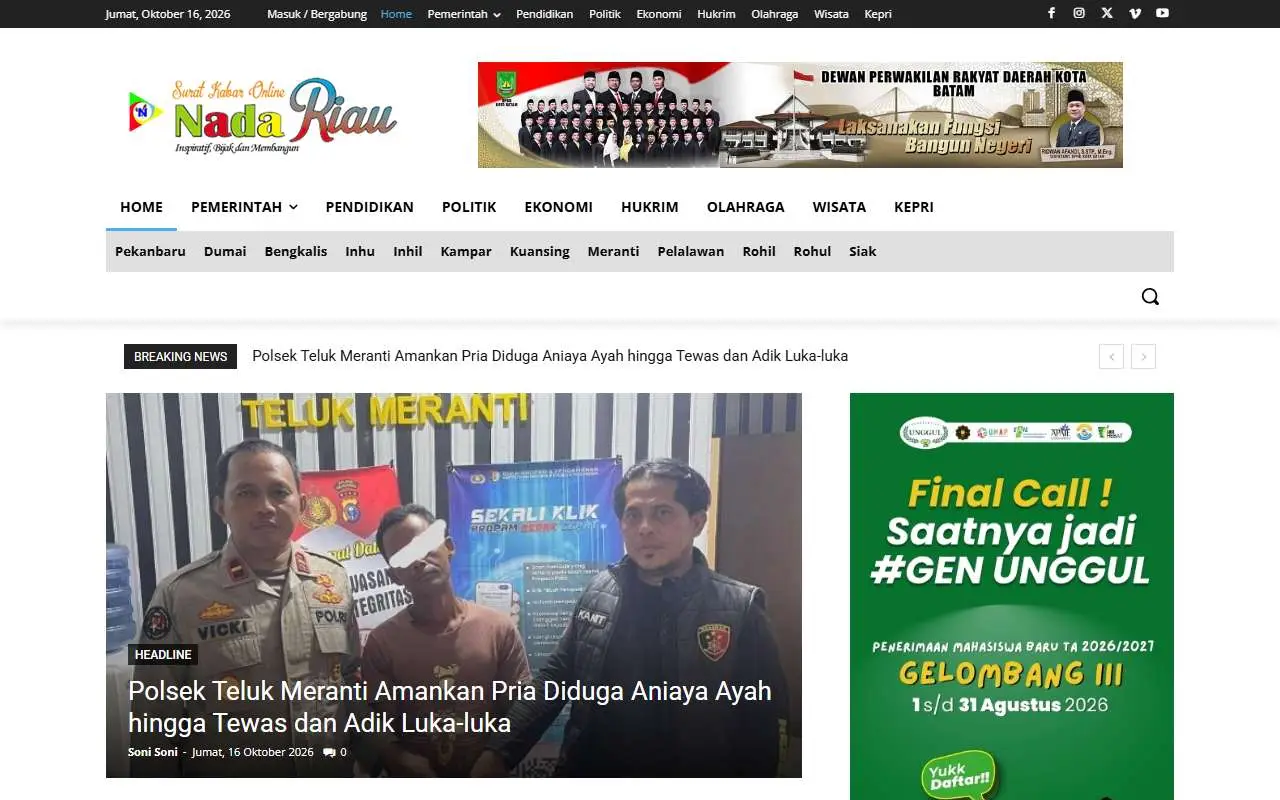 Tampilan website resmi Nadariau (nadariau.com)