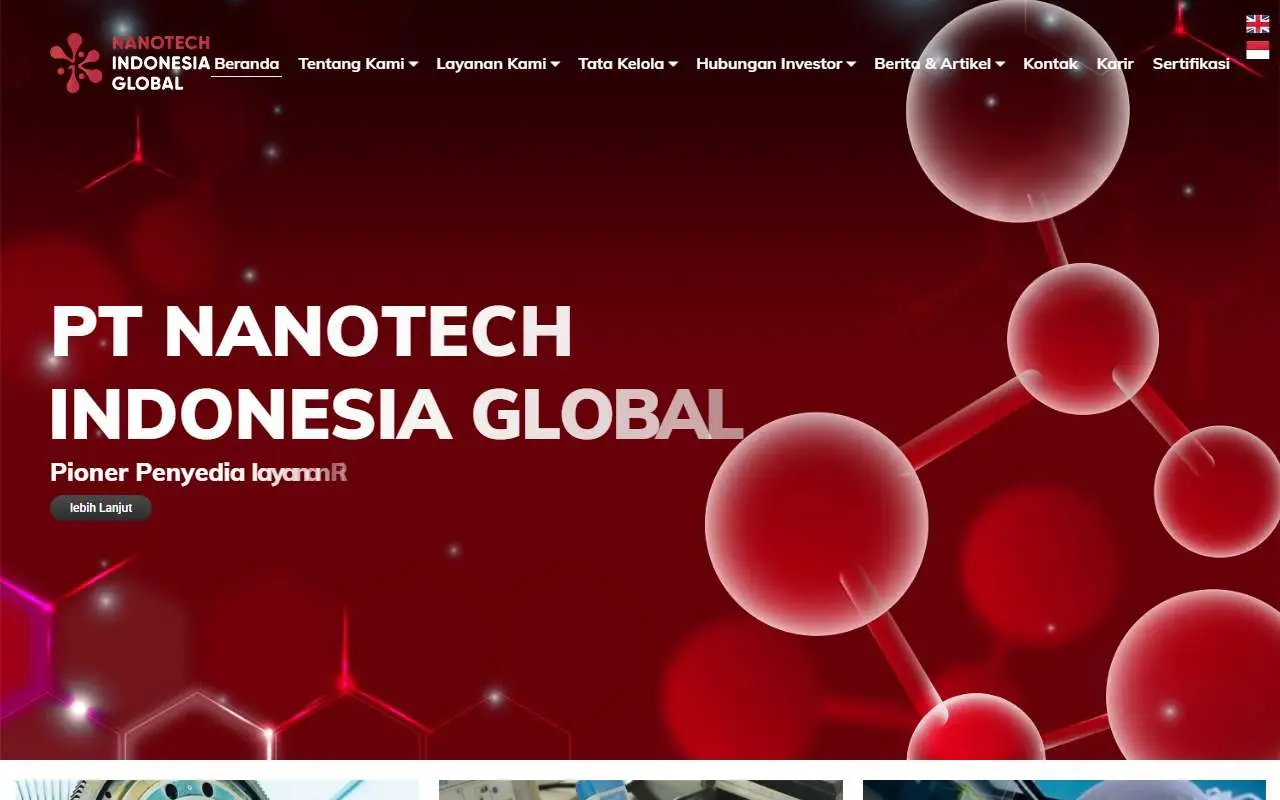 Tampilan website resmi Nanotech Indonesia Global (nig.co.id)