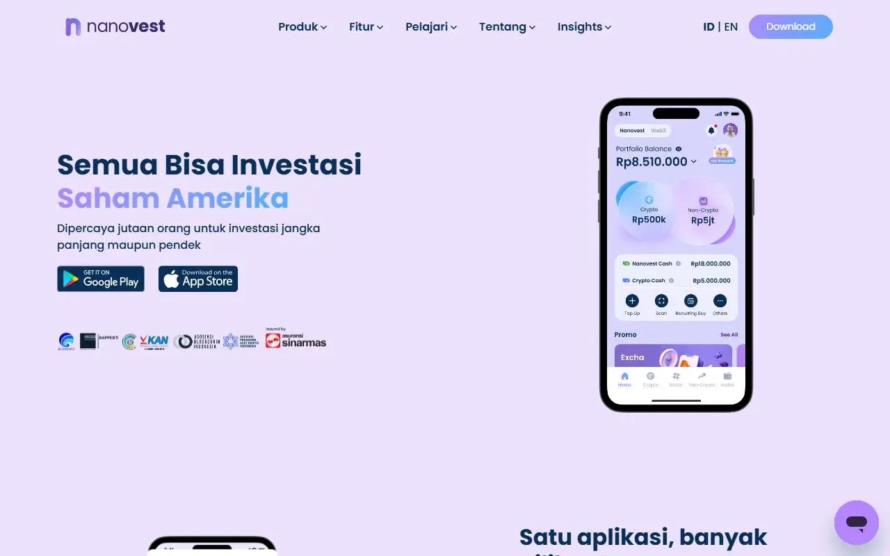 Tampilan website resmi Nanovest (nanovest.io)