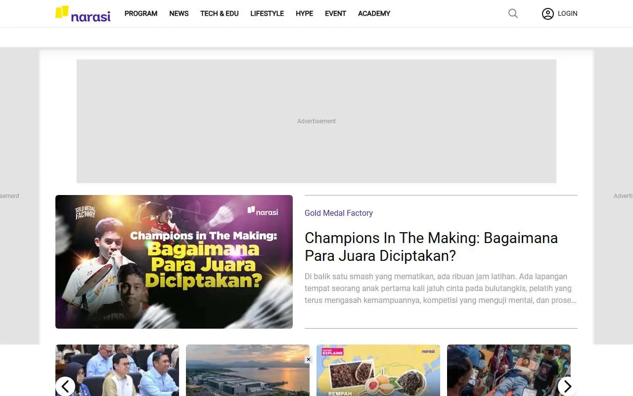 Tampilan website resmi Narasi (narasi.tv)