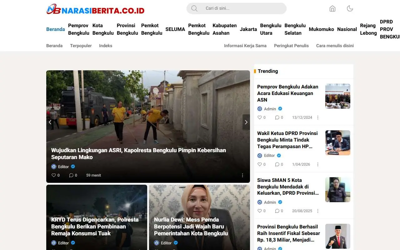 Tampilan website resmi Narasi Berita (narasiberita.co.id)