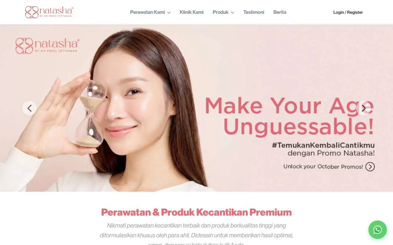 Tampilan website resmi Natasha Skin Clinic (natasha-skin.com)