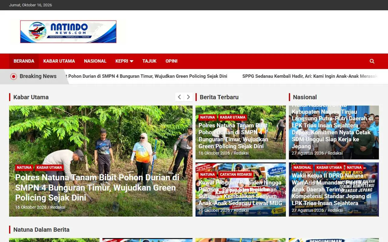 Tampilan website resmi Natindo News (natindonews.com)