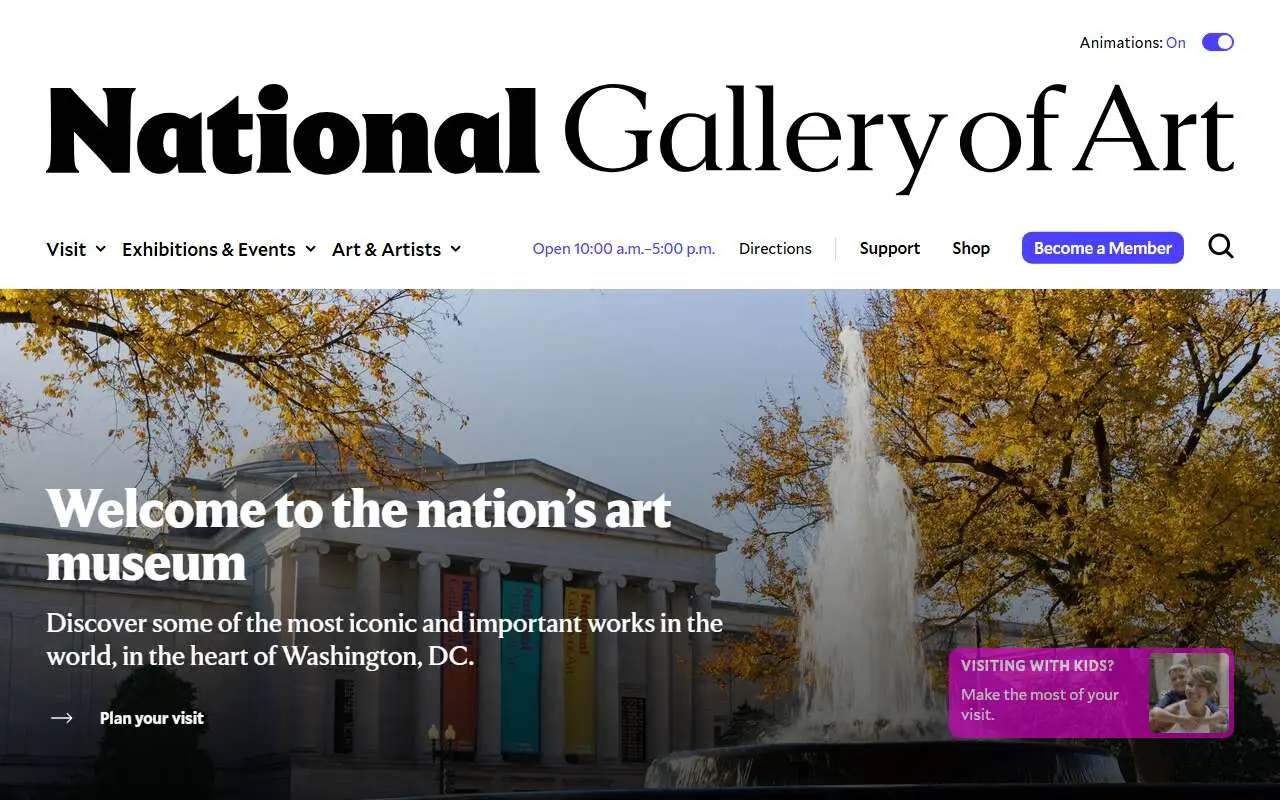 Tampilan website resmi National Gallery of Art (nga.gov)