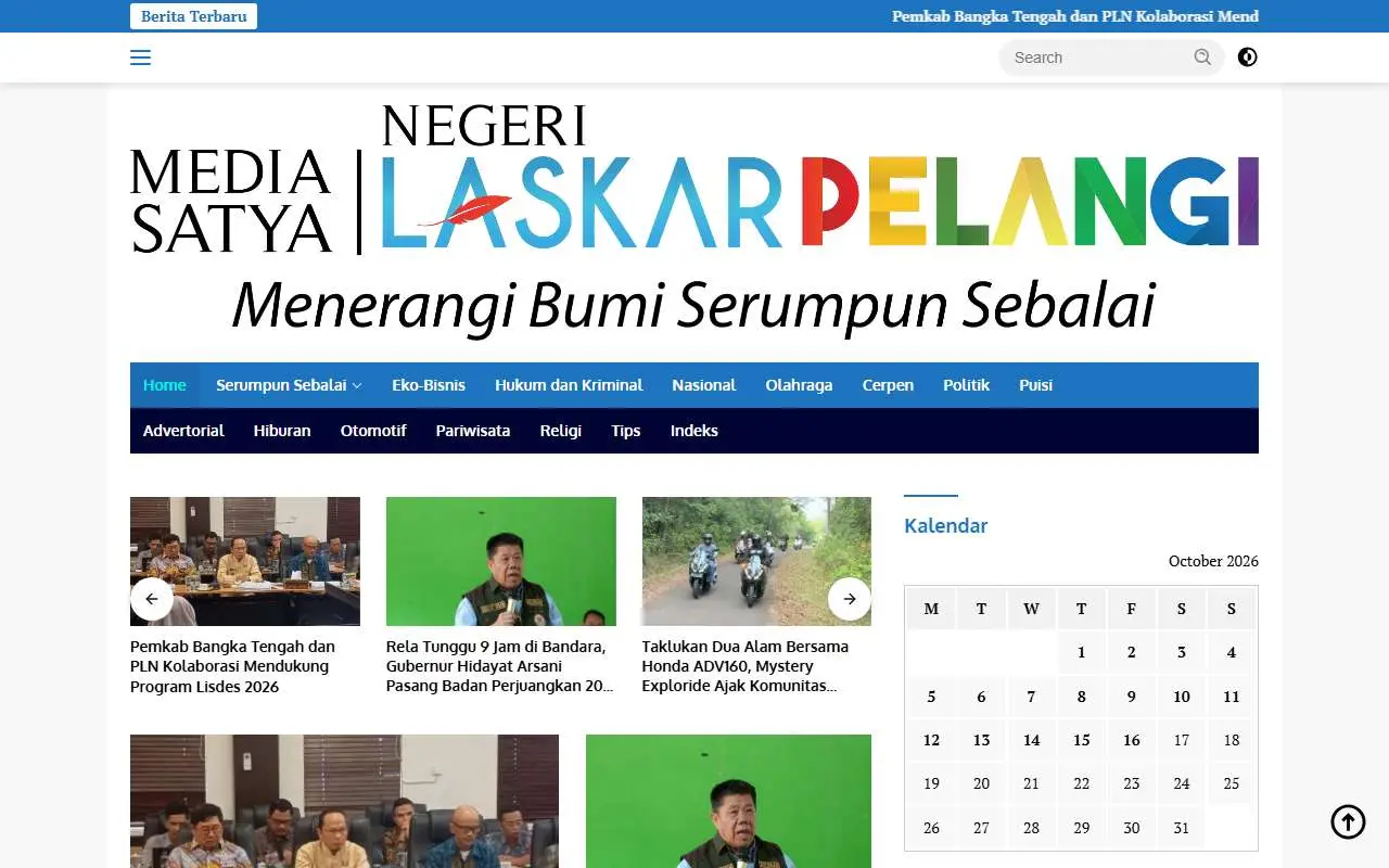 Tampilan website resmi Negeri Laskar Pelangi (negerilaskarpelangi.com)