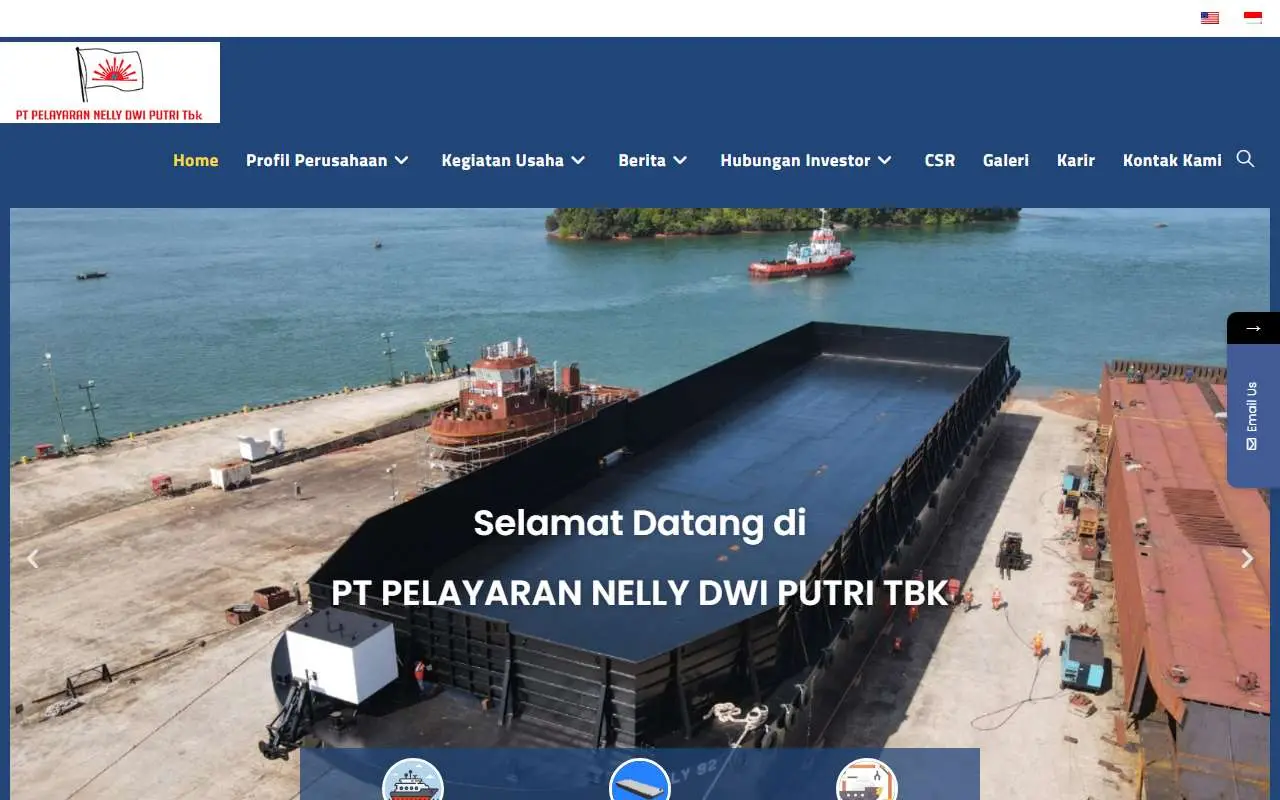 Tampilan website resmi Pelayaran Nelly Dwi Putri (nellydwiputri.co.id)