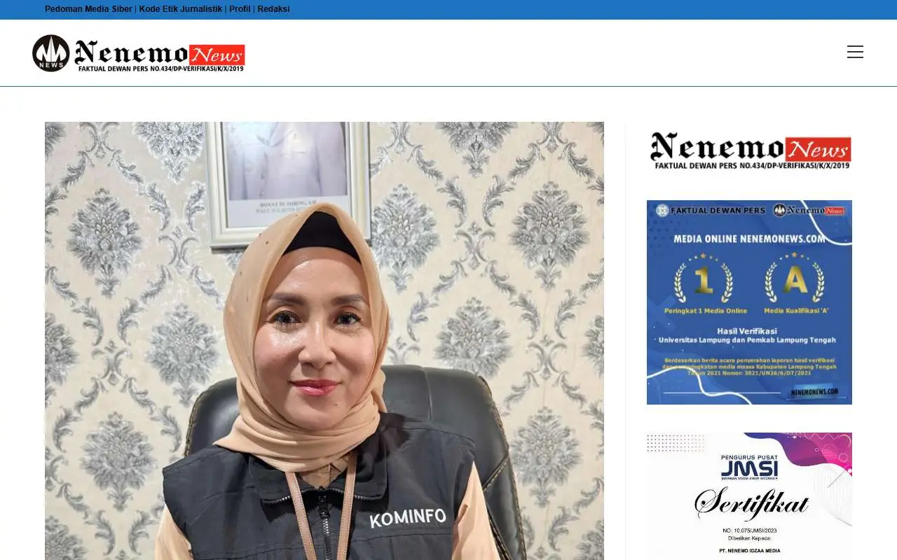 Tampilan website resmi Nenemonews (nenemonews.com)