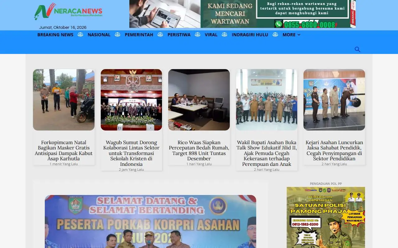 Tampilan website resmi Neraca News (neracanews.com)