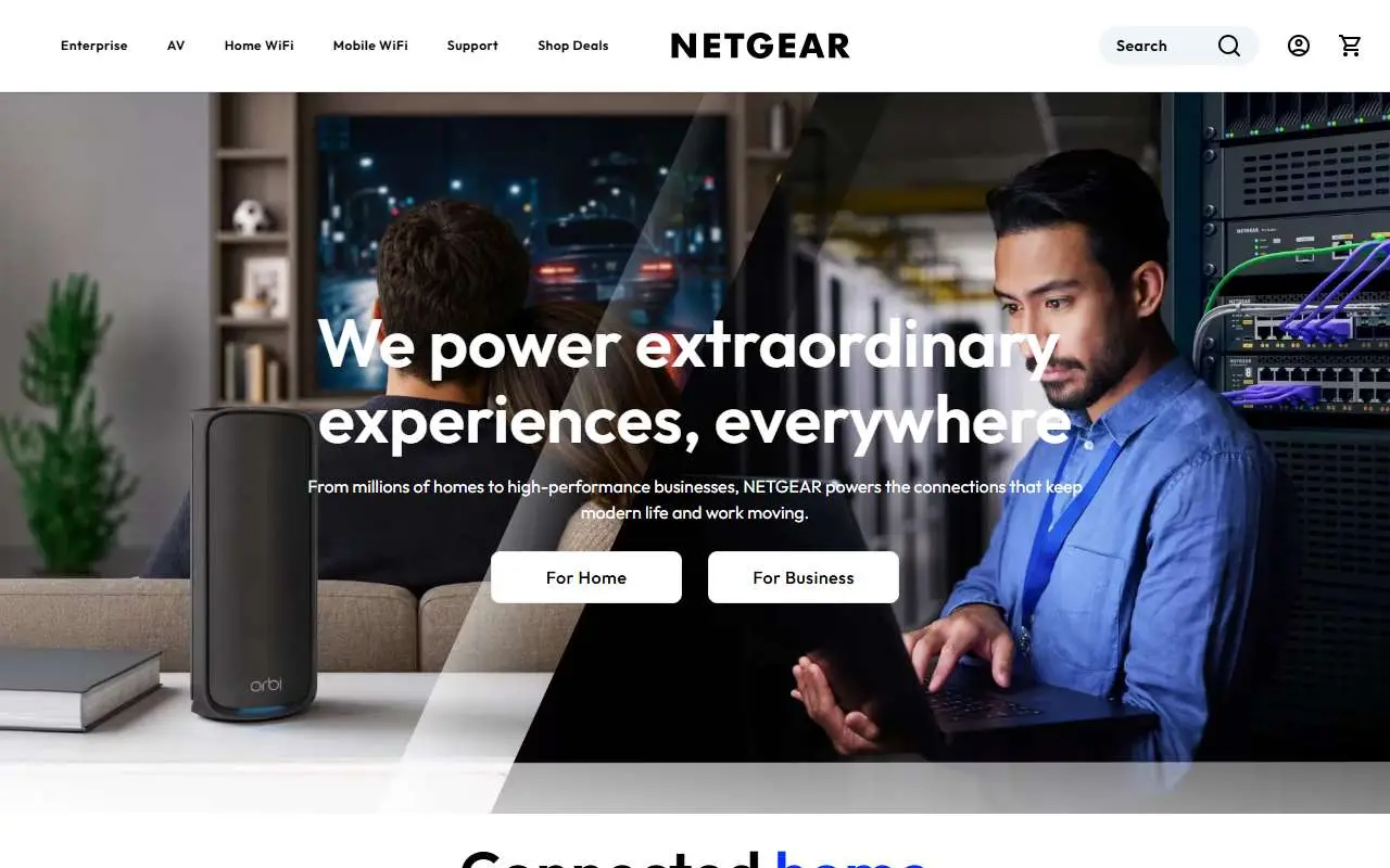 Tampilan website resmi NETGEAR (netgear.com)