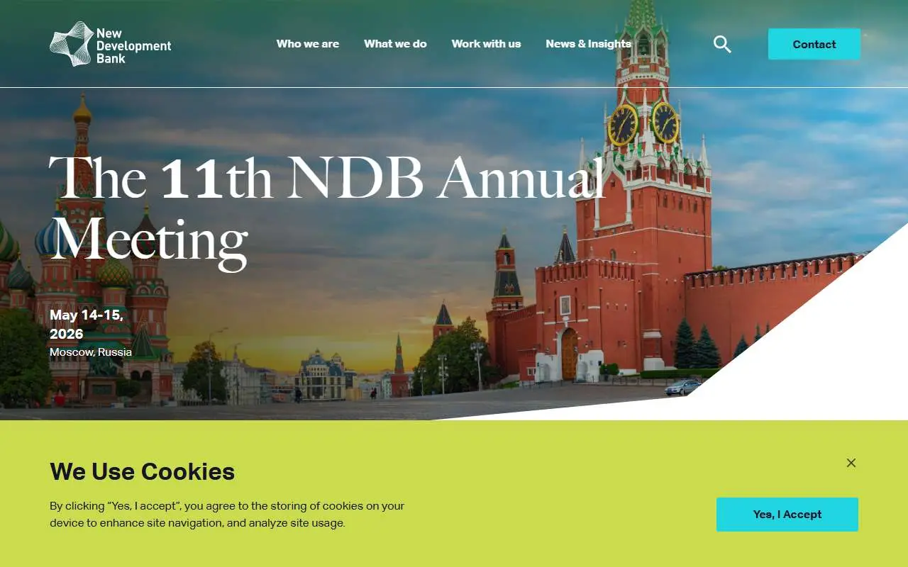 Tampilan website resmi New Development Bank (ndb.int)