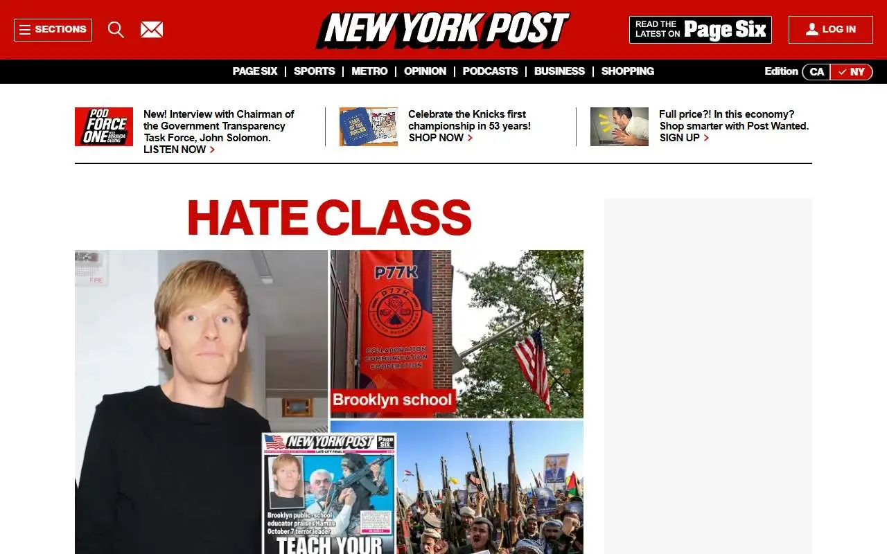 Tampilan website resmi New York Post (nypost.com)