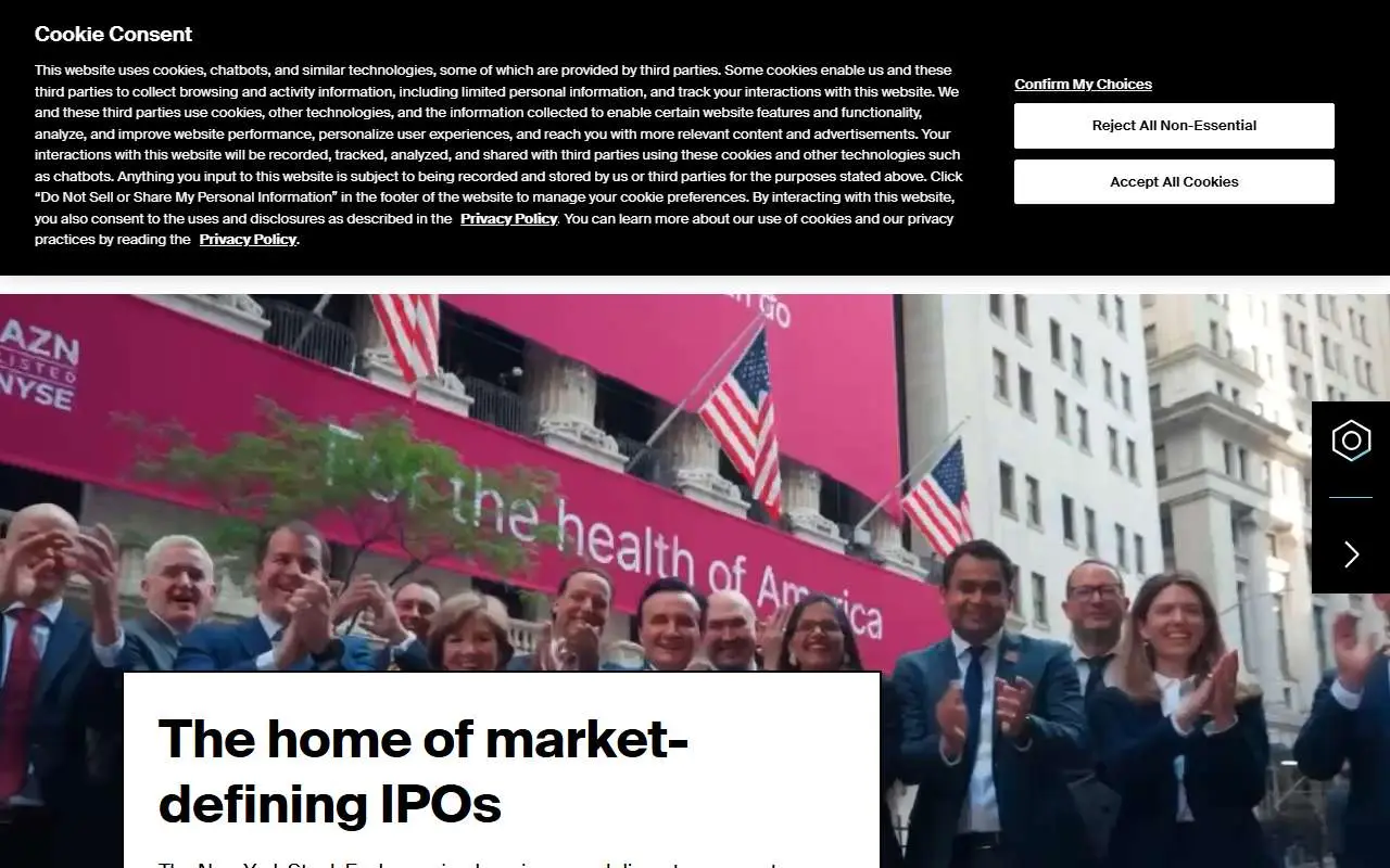 Tampilan website resmi Bursa efek New York (nyse.com)
