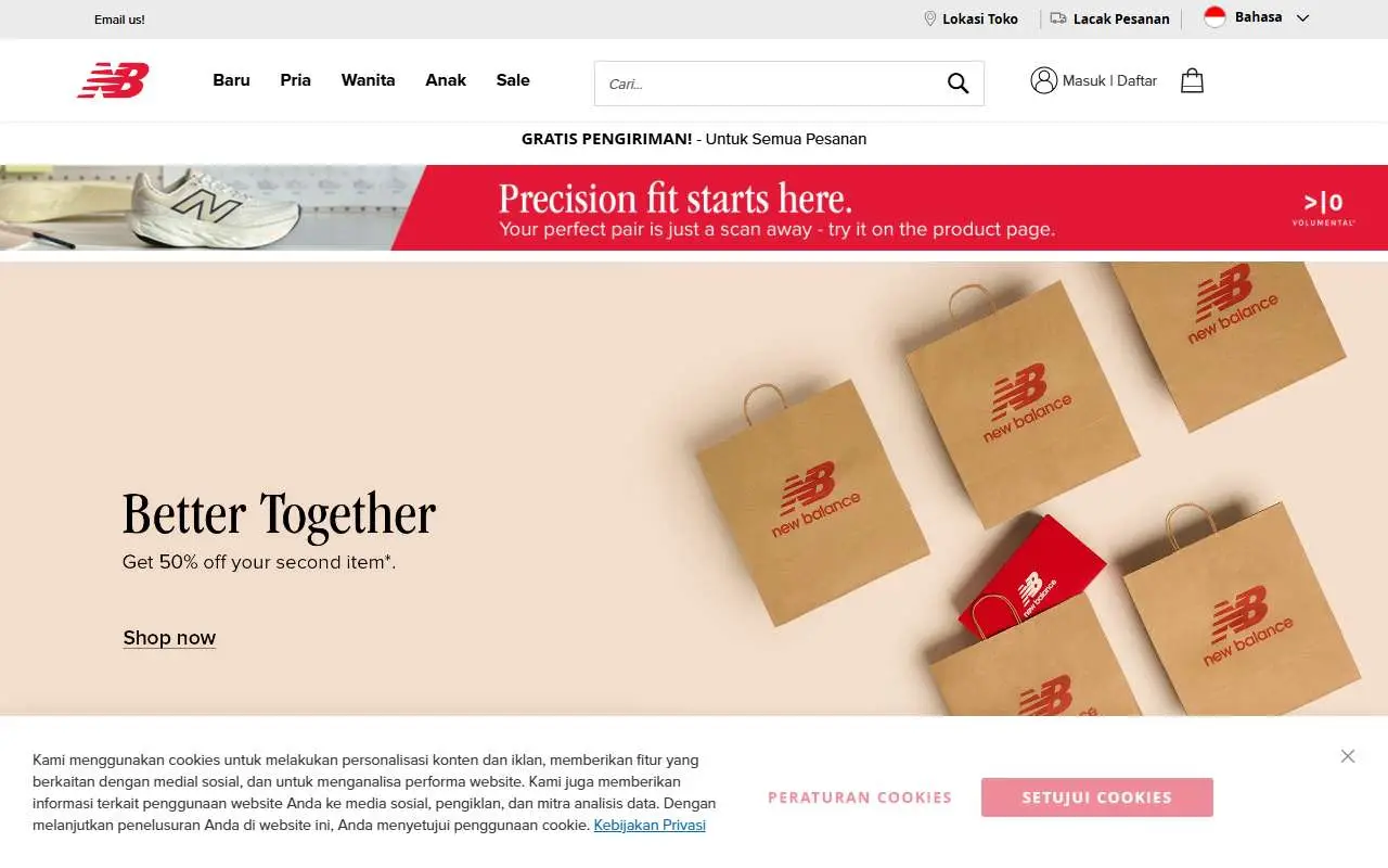 Tampilan website resmi New Balance Indonesia (newbalance.co.id)