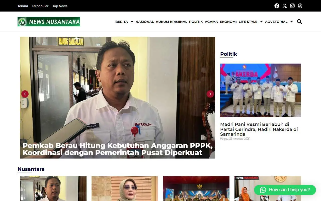Tampilan website resmi Newsnusantara (newsnusantara.com)